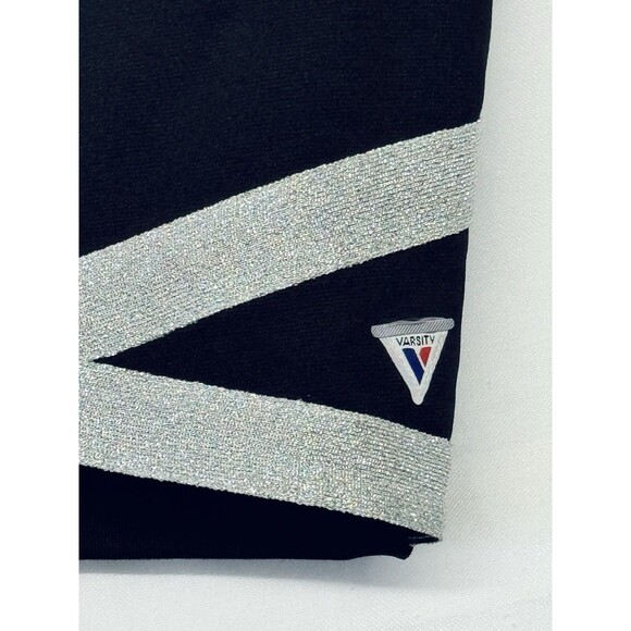 Varisty Cheerleading Uniform Top Black Red Silver Metallic STARS Size S / M - Picture 2 of 4
